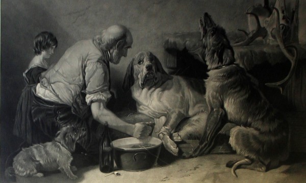 A family washing their dogs by Richard Ansdell